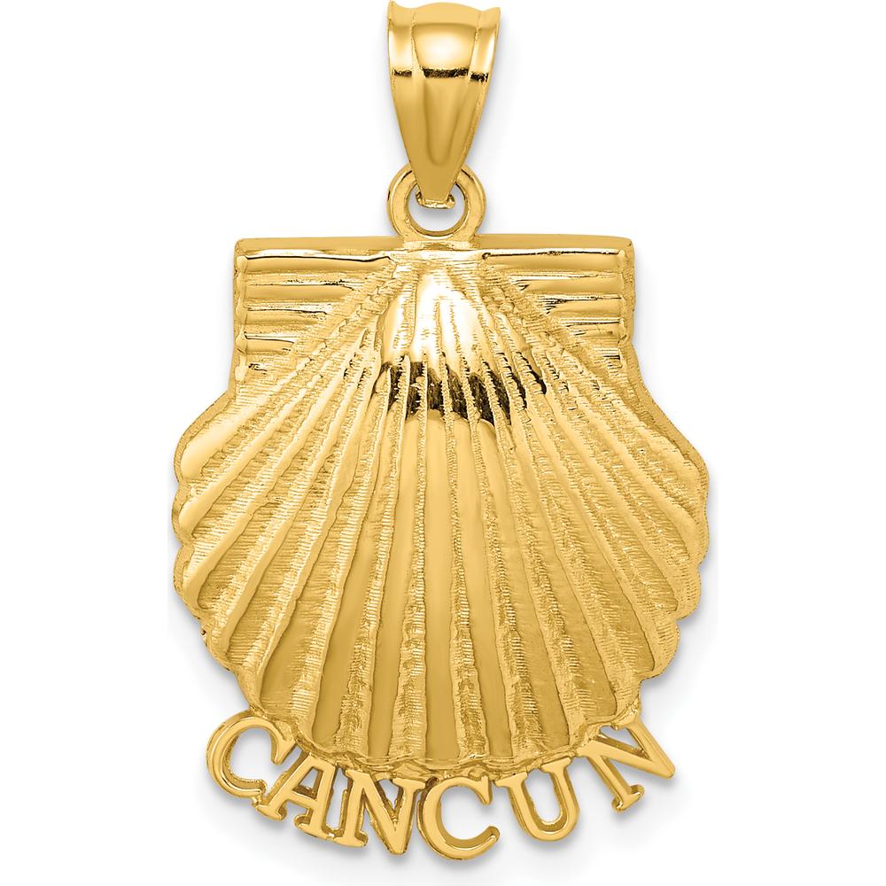 14K Yellow Gold Cancun Scallop Shell Pendant Charm - Polished Textured Design by Oro Pregiato