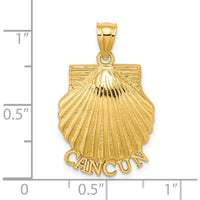 14K Yellow Gold Cancun Scallop Shell Pendant Charm - Polished Textured Design by Oro Pregiato