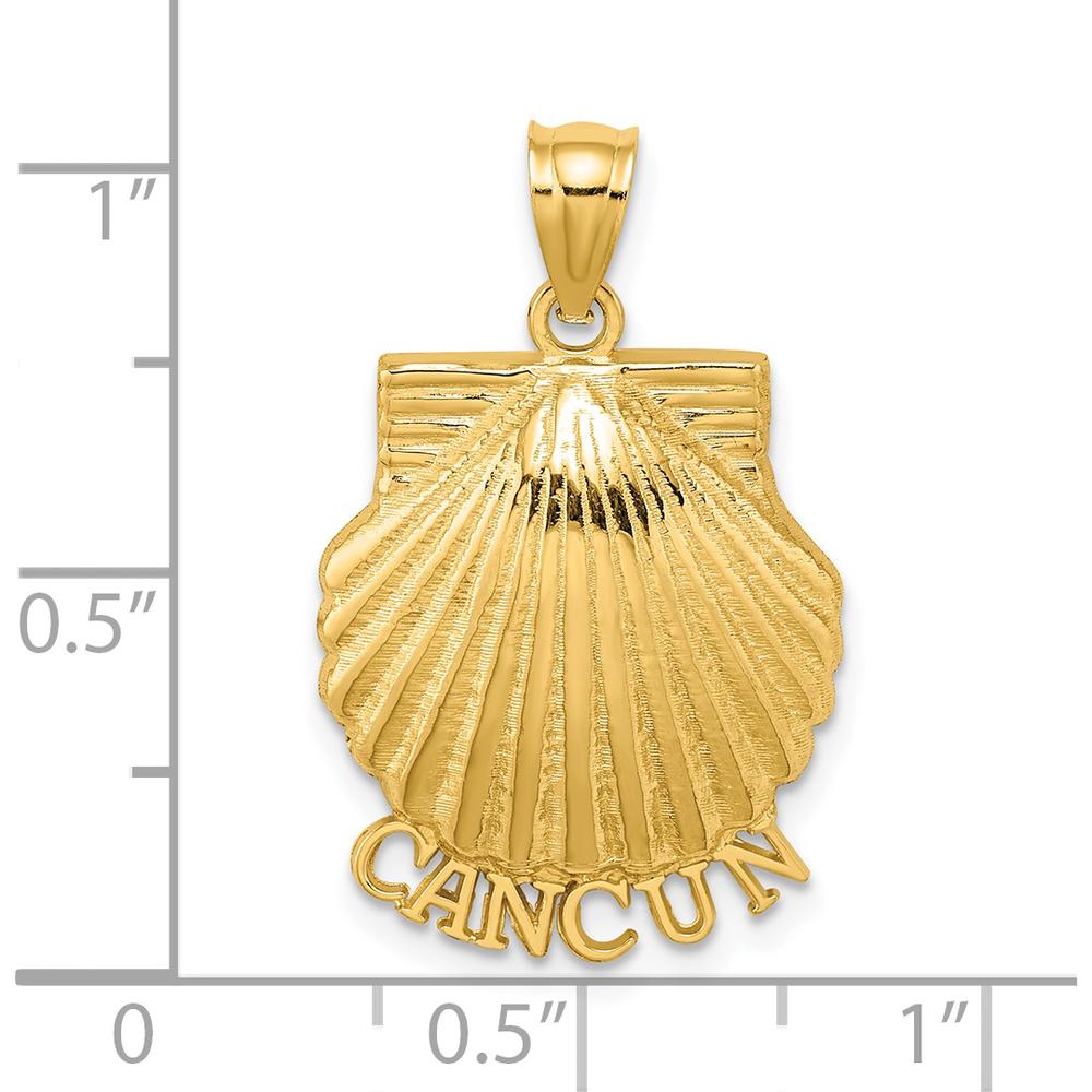 14K Yellow Gold Cancun Scallop Shell Pendant Charm - Polished Textured Design by Oro Pregiato