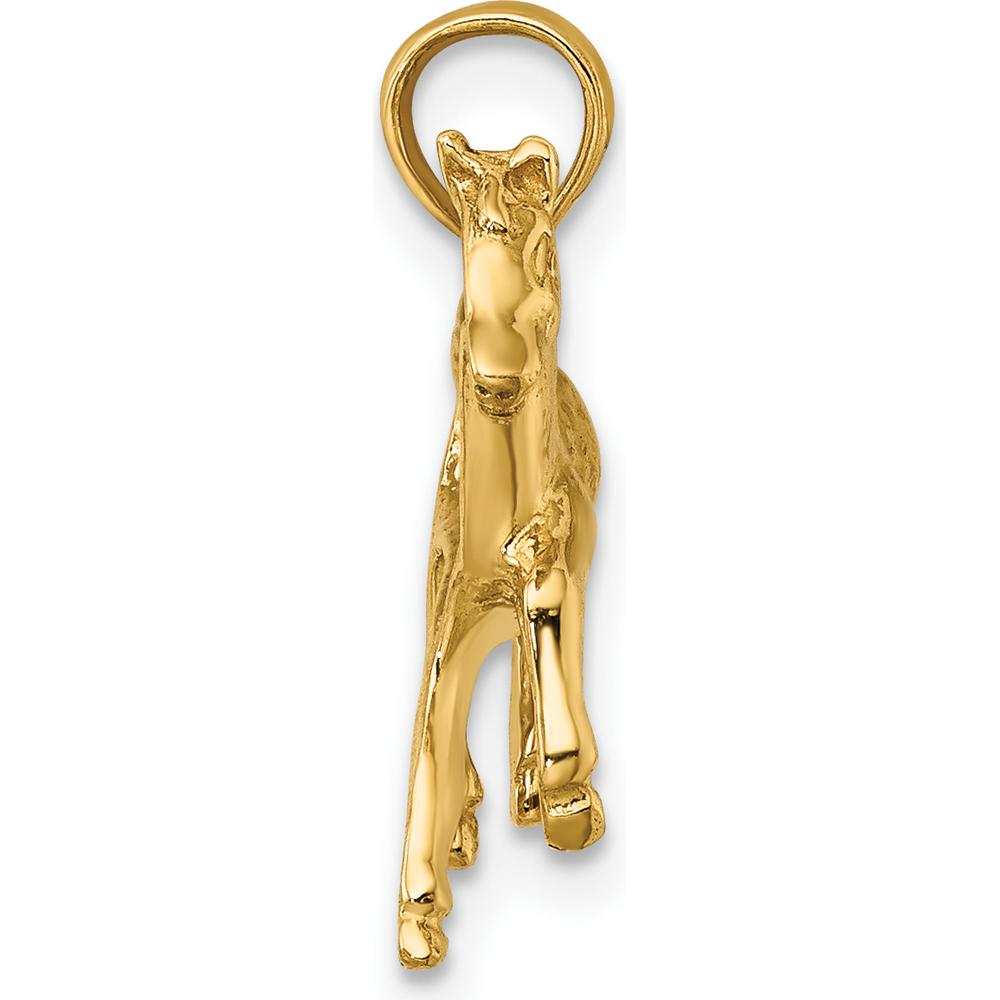 14K Yellow Gold Cantering Horse Charm Pendant - Polished Finish by Oro Pregiato