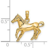 14K Yellow Gold Cantering Horse Charm Pendant - Polished Finish by Oro Pregiato
