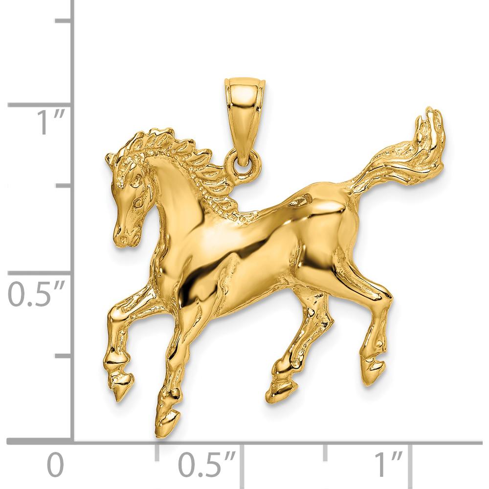 14K Yellow Gold Cantering Horse Pendant Charm - Polished Finish by Oro Pregiato