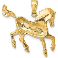 14K Yellow Gold Cantering Horse Pendant Charm - Polished Finish by Oro Pregiato