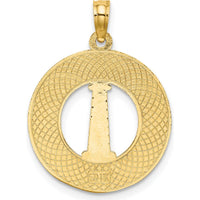 14K Yellow Gold Cape Cod Lighthouse Pendant Charm - Polished Textured Design by Oro Pregiato