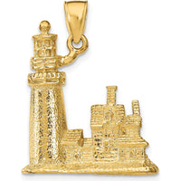14K Yellow Gold Cape Cod Lighthouse Pendant with 3D Textured Detailing by Oro Pregiato