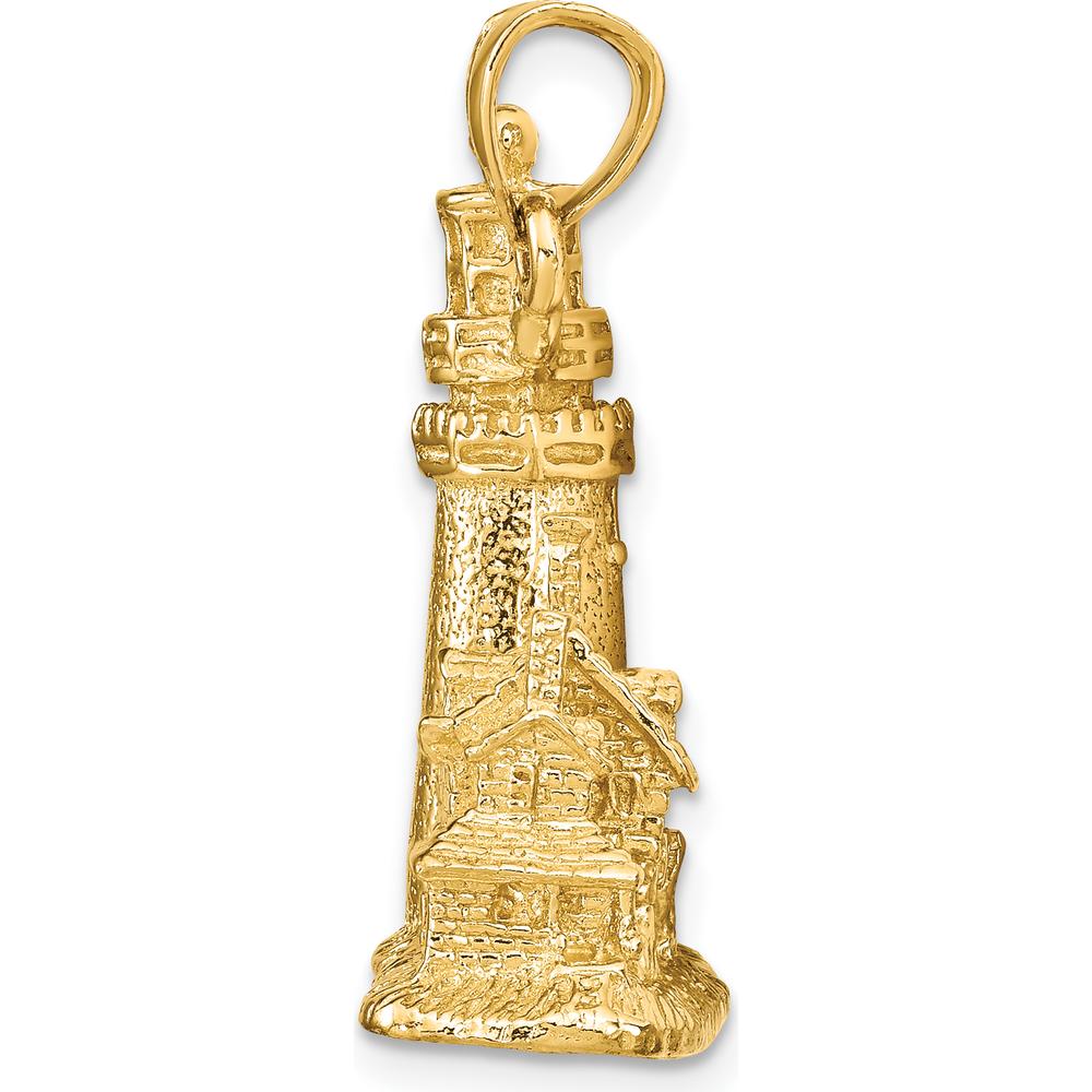 14K Yellow Gold Cape Cod Lighthouse Pendant with 3D Textured Detailing by Oro Pregiato