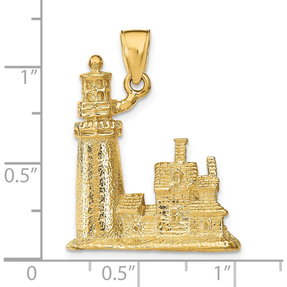 14K Yellow Gold Cape Cod Lighthouse Pendant with 3D Textured Detailing by Oro Pregiato
