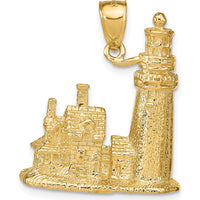 14K Yellow Gold Cape Cod Lighthouse Pendant with 3D Textured Detailing by Oro Pregiato