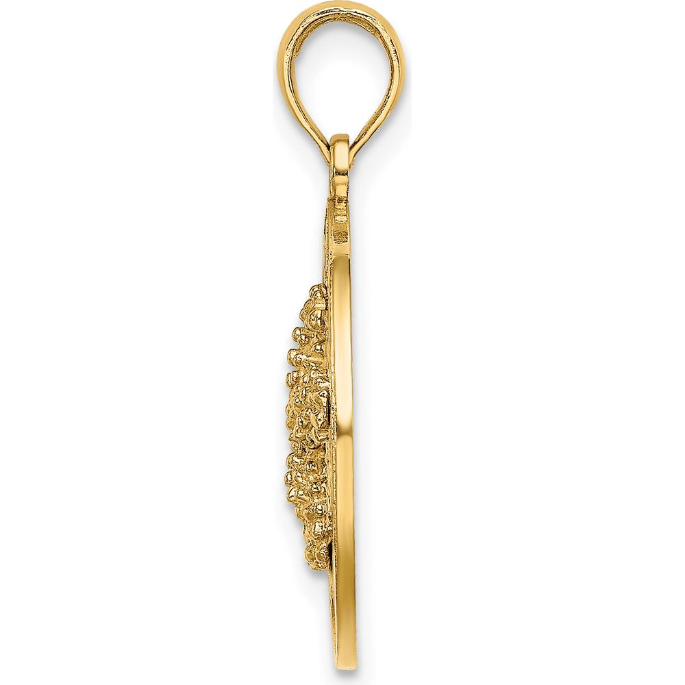 14K Yellow Gold Cape Cod Starfish Charm Pendant - Polished Textured Design by Oro Pregiato