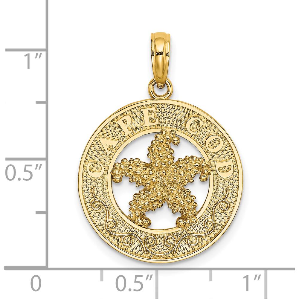 14K Yellow Gold Cape Cod Starfish Charm Pendant - Polished Textured Design by Oro Pregiato