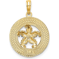 14K Yellow Gold Cape Cod Starfish Charm Pendant - Polished Textured Design by Oro Pregiato