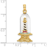 14K Yellow Gold Cape Hatteras Lighthouse Charm in Glass Dome with Enamel Accents by Oro Pregiato