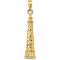 14K Yellow Gold Cape Hatteras Lighthouse Charm - Nautical Pendant with Polished Finish by Oro Pregiato