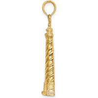 14K Yellow Gold Cape Hatteras Lighthouse Charm - Nautical Pendant with Polished Finish by Oro Pregiato