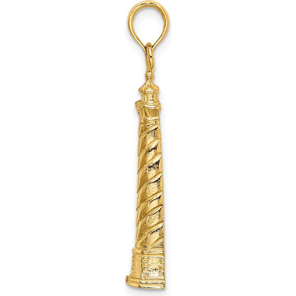 14K Yellow Gold Cape Hatteras Lighthouse Charm - Nautical Pendant with Polished Finish by Oro Pregiato