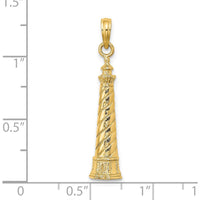 14K Yellow Gold Cape Hatteras Lighthouse Charm - Nautical Pendant with Polished Finish by Oro Pregiato