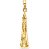 14K Yellow Gold Cape Hatteras Lighthouse Charm - Nautical Pendant with Polished Finish by Oro Pregiato