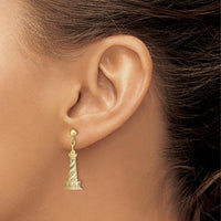 14K Yellow Gold Cape Hatteras Lighthouse Drop Earrings - Polished Finish by 0
