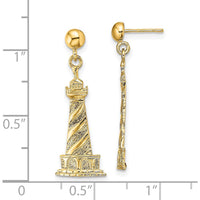 14K Yellow Gold Cape Hatteras Lighthouse Drop Earrings - Polished Finish by 0