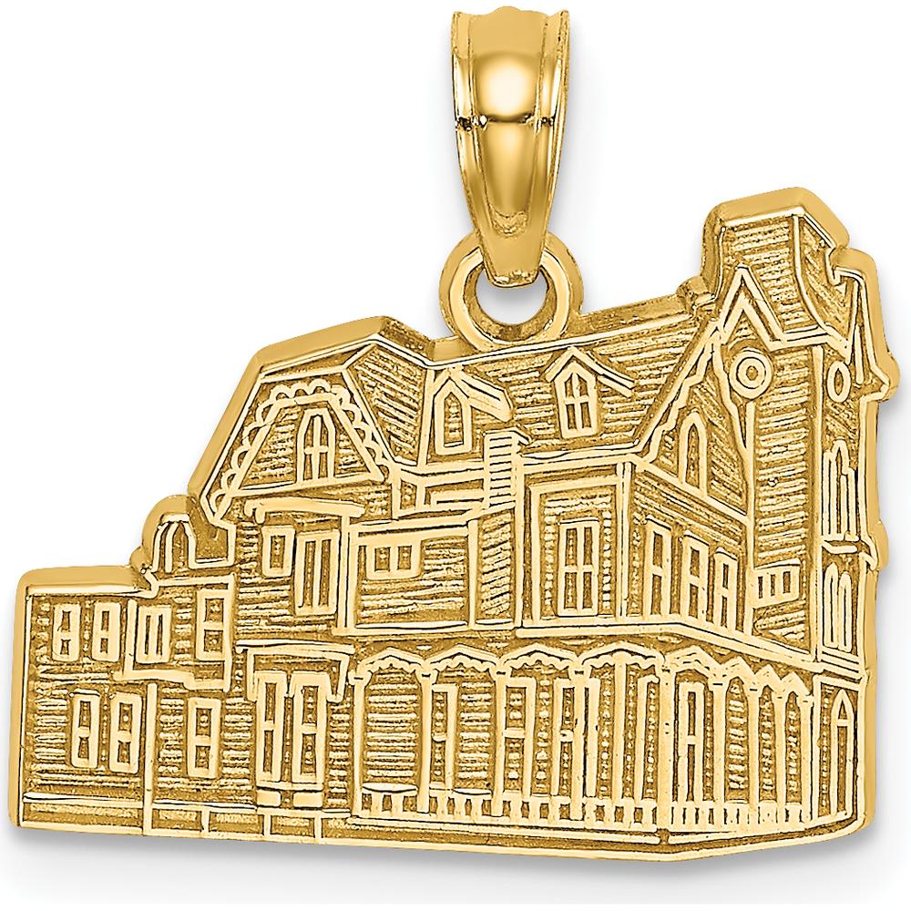 14K Yellow Gold Cape May Charm - Textured Victorian Design with Polished Finish by Oro Pregiato