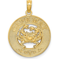 14K Yellow Gold Cape May Crab Pendant Charm with Textured Detail by Oro Pregiato