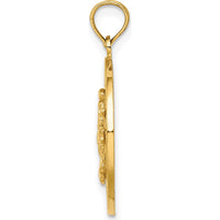 14K Yellow Gold Cape May Crab Pendant Charm with Textured Detail by Oro Pregiato
