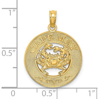 14K Yellow Gold Cape May Crab Pendant Charm with Textured Detail by Oro Pregiato