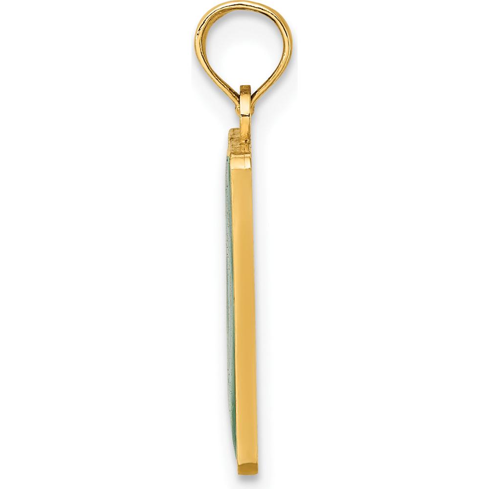 14K Yellow Gold Cape May Exit 0 Charm with Green Enamel Detail by Oro Pregiato