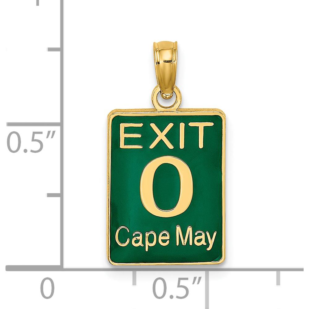 14K Yellow Gold Cape May Exit 0 Charm with Green Enamel Detail by Oro Pregiato