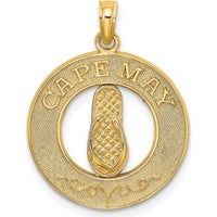 14K Yellow Gold Cape May Flip-Flop Charm Pendant - 24.3mm Length by Oro Pregiato
