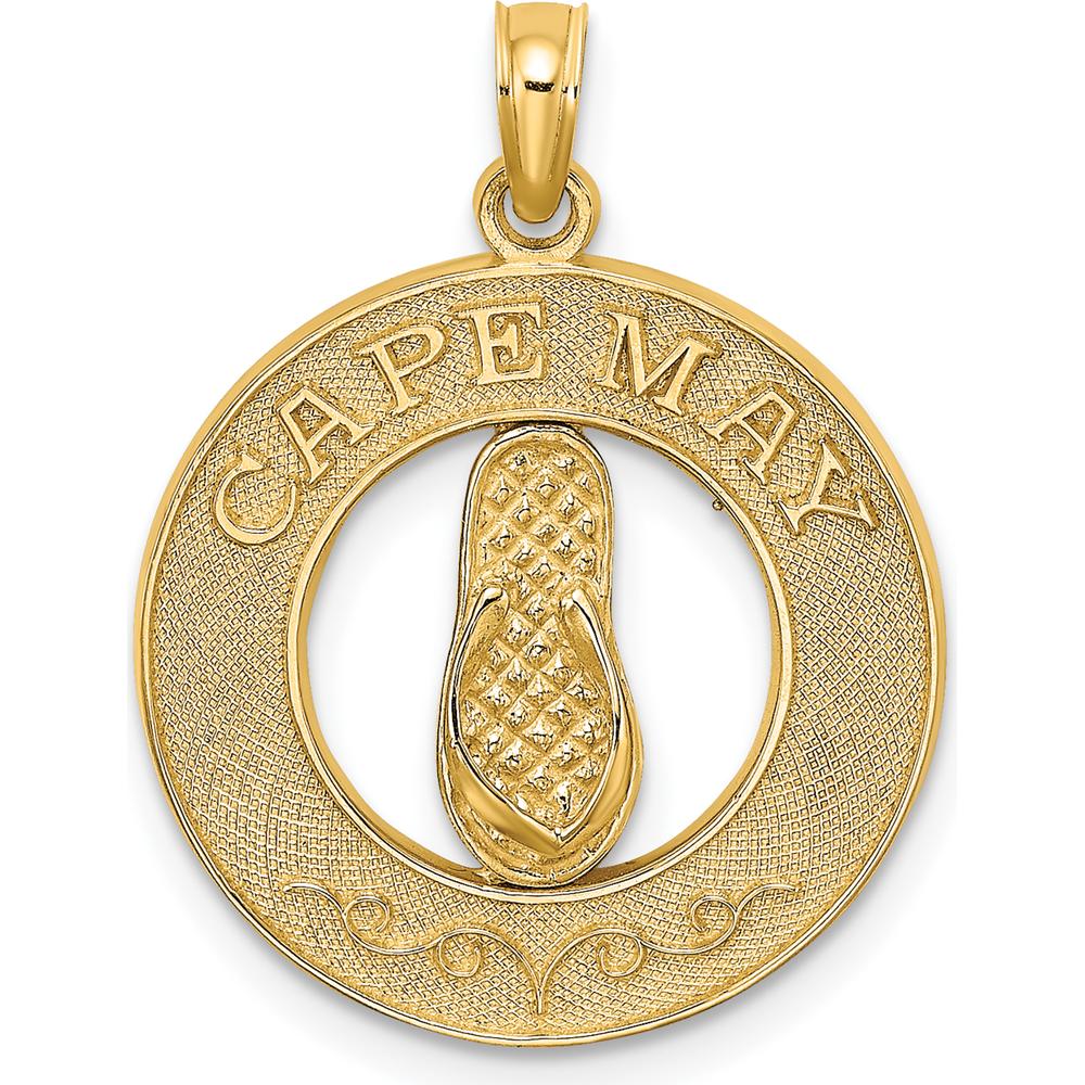14K Yellow Gold Cape May Flip-Flop Charm Pendant - 24.3mm Length by Oro Pregiato