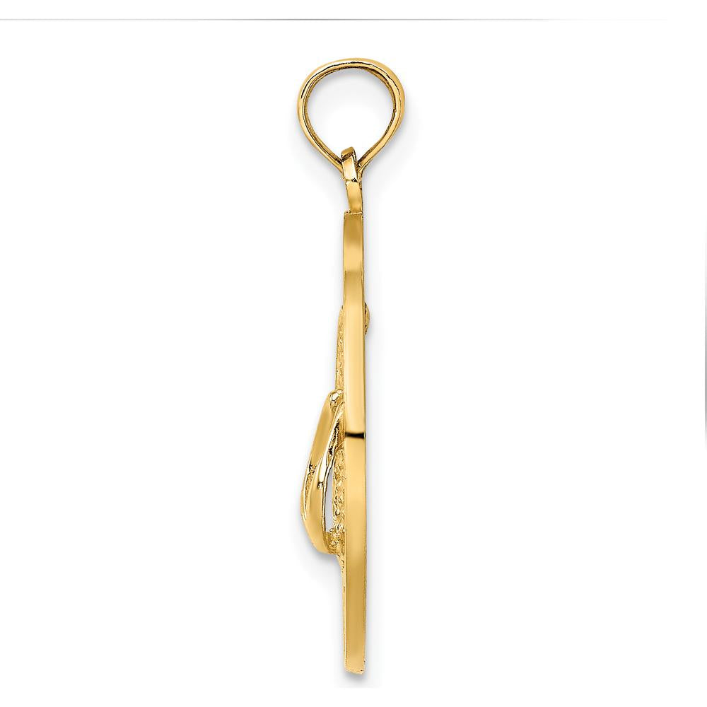 14K Yellow Gold Cape May Flip-Flop Charm Pendant - 24.3mm Length by Oro Pregiato
