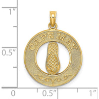 14K Yellow Gold Cape May Flip-Flop Charm Pendant - 24.3mm Length by Oro Pregiato