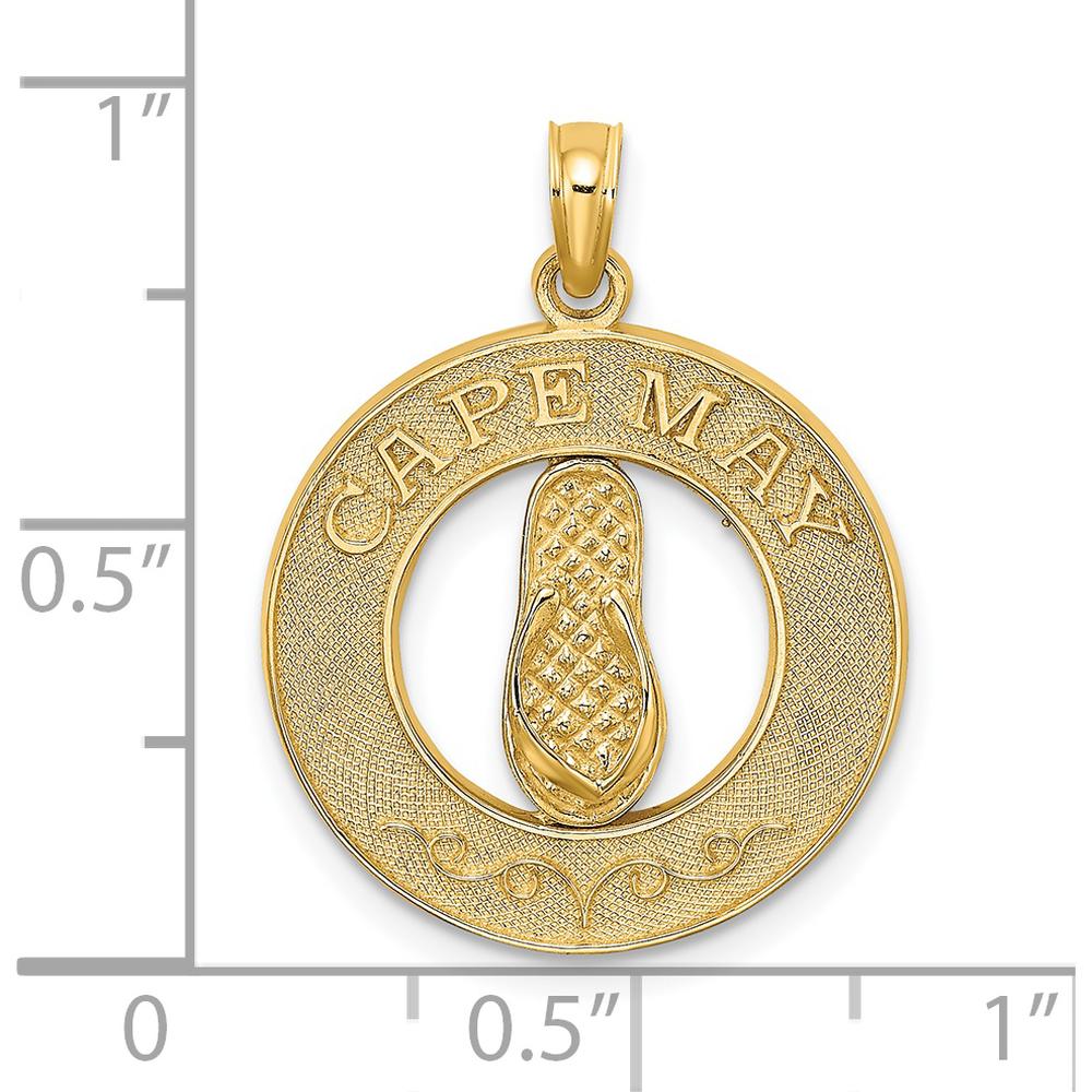 14K Yellow Gold Cape May Flip-Flop Charm Pendant - 24.3mm Length by Oro Pregiato