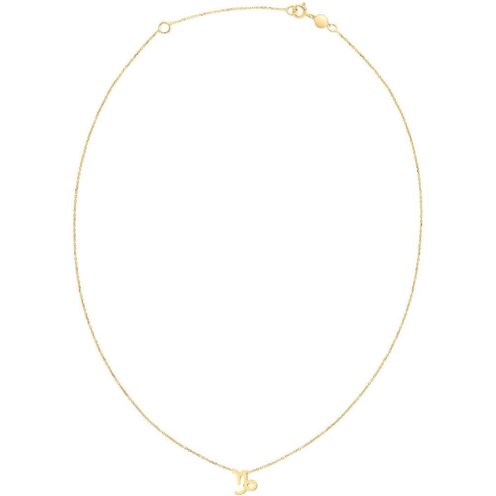 14K Yellow Gold Capricorn Zodiac Pendant Necklace - 18" with Spring Ring Clasp by Orozza Fine Jewelry