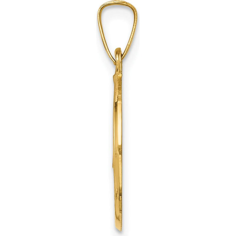 14K Yellow Gold Caridad Del Cobre Round Medal Pendant with Polished and Satin Finish - Hollow Design by Oro Pregiato