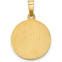 14K Yellow Gold Caridad Del Cobre Round Medal Pendant with Polished and Satin Finish - Hollow Design by Oro Pregiato