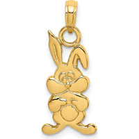 14K Yellow Gold Cartoon Rabbit Charm Pendant - Polished Finish by Oro Pregiato