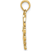 14K Yellow Gold Cartoon Rabbit Charm Pendant - Polished Finish by Oro Pregiato