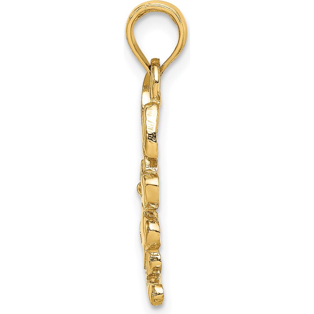 14K Yellow Gold Cartoon Rabbit Charm Pendant - Polished Finish by Oro Pregiato