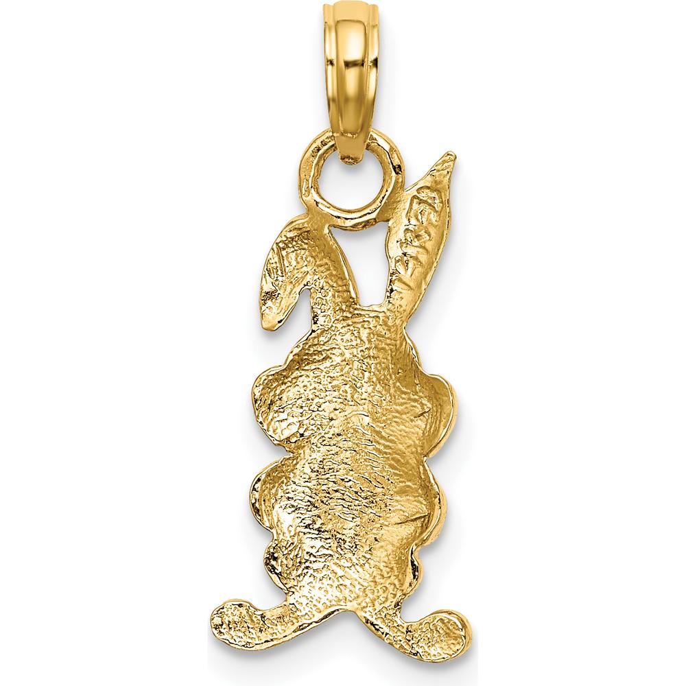 14K Yellow Gold Cartoon Rabbit Charm Pendant - Polished Finish by Oro Pregiato