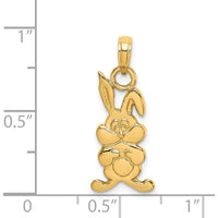 14K Yellow Gold Cartoon Rabbit Charm Pendant - Polished Finish by Oro Pregiato