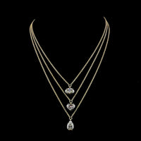 14K Yellow Gold Cascade Layered Pendant with Oval, Heart, and Pear Shaped Lab Diamonds - 6.15 Carat Total Diamond Weight - Covaloro Fine Jewelry