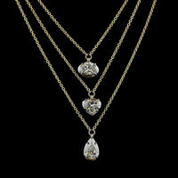 14K Yellow Gold Cascade Layered Pendant with Oval, Heart, and Pear Shaped Lab Diamonds - 6.15 Carat Total Diamond Weight - Covaloro Fine Jewelry