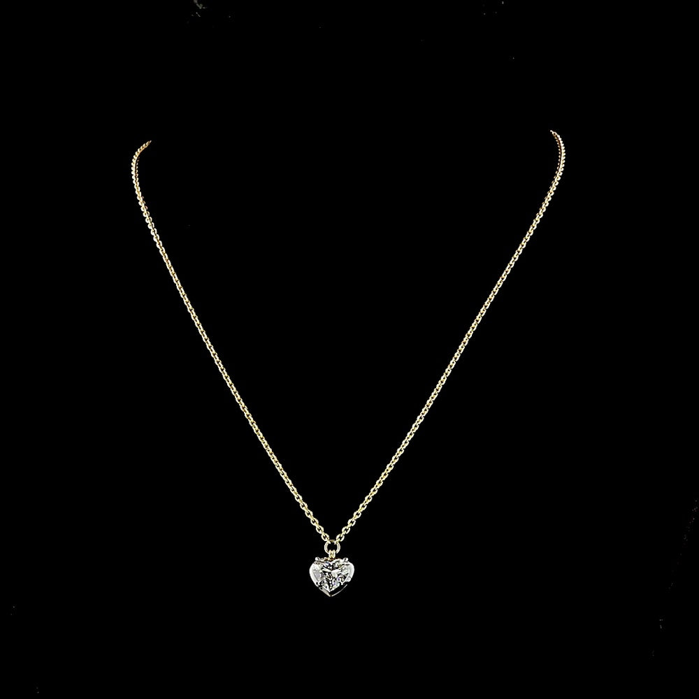 14K Yellow Gold Cascade Layered Pendant with Oval, Heart, and Pear Shaped Lab Diamonds - 6.15 Carat Total Diamond Weight - Covaloro Fine Jewelry