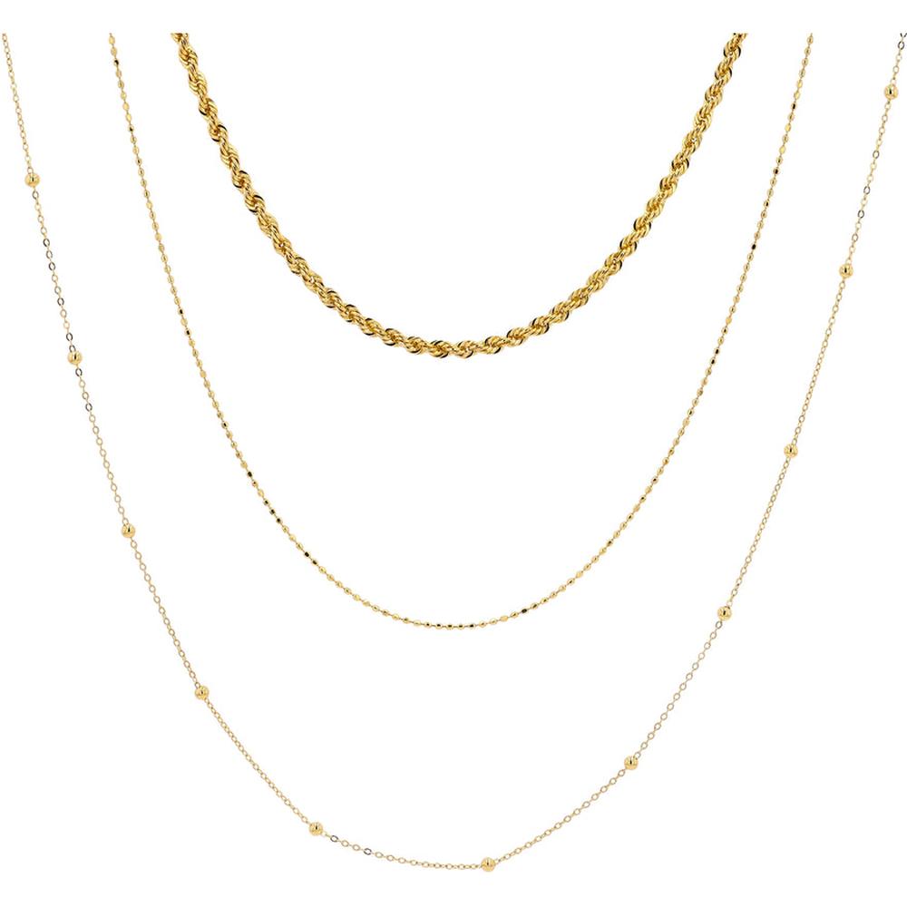 14K Yellow Gold Cascading Elegance Multi-Chain Necklace