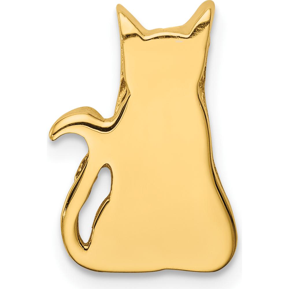 14K Yellow Gold Cat Chain Slide Pendant - Polished Solid Design by Oro Pregiato