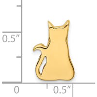14K Yellow Gold Cat Chain Slide Pendant - Polished Solid Design by Oro Pregiato