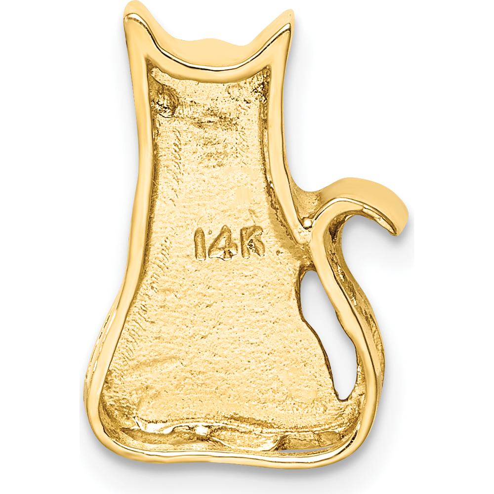 14K Yellow Gold Cat Chain Slide Pendant - Polished Solid Design by Oro Pregiato
