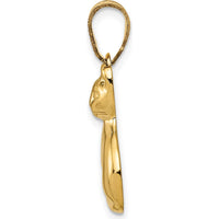 14K Yellow Gold Cat Pendant Charm - 25mm Length